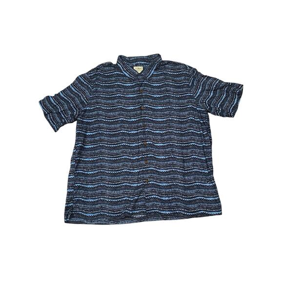 LL Bean Vintage Aztec Shirt Mens XL Traditional Fit Short Sleeve Tribal - Picture 1 of 6